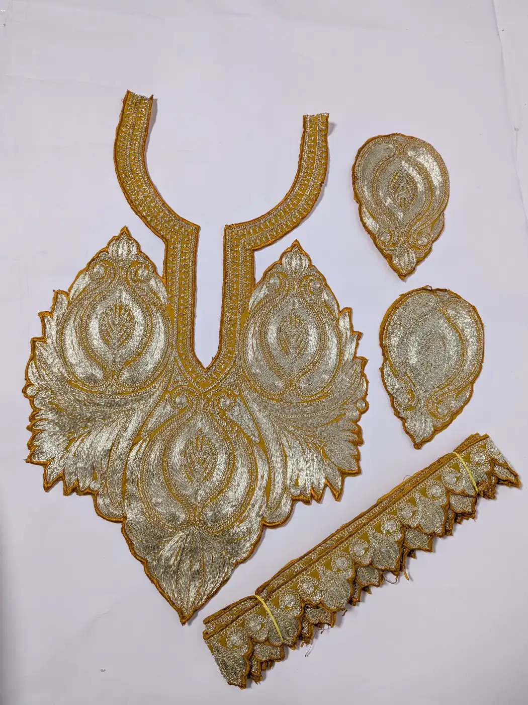 Yellow Patch with Lace and Sleeves Shaheen with Tilla Embroidery