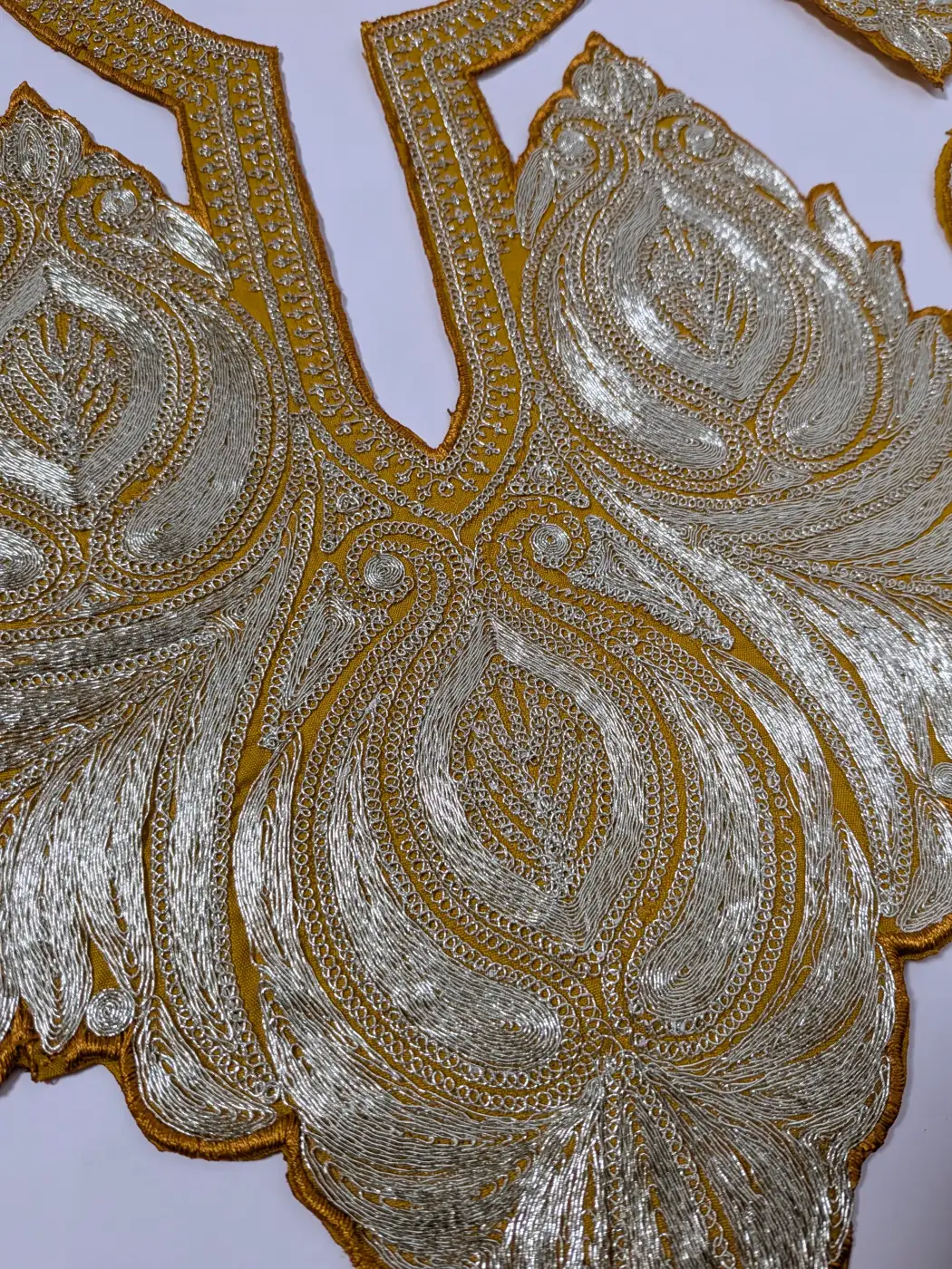 Yellow Patch with Lace and Sleeves Shaheen with Tilla Embroidery - Image 2