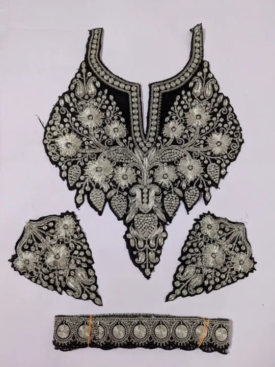 Black Patch with Lace and Sleeves with Sumaira Tilla Embroidery