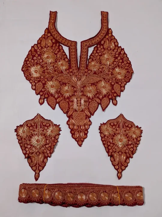 Zunaira Red Patch with Lace and Sleeves with Tilla Embroidery