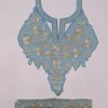 Kitab Sky Blue Patch with Lace | Tilla Embroidery