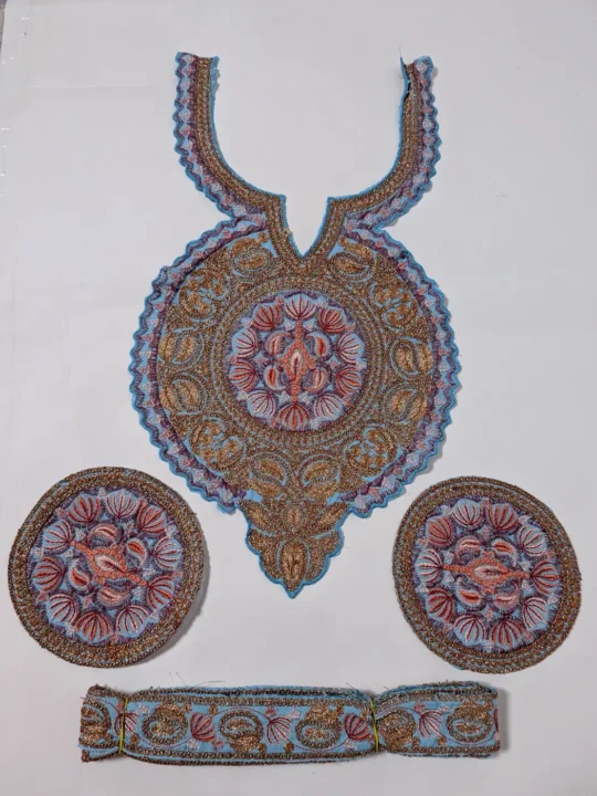 Gulkar Patch in Blue with Sleeves and Lace | Tilla Embroidery