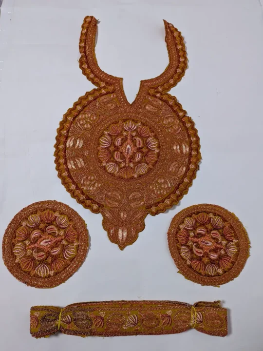 Mustard Riwayat Patch with Sleeves and Lace | Tilla Embroidery