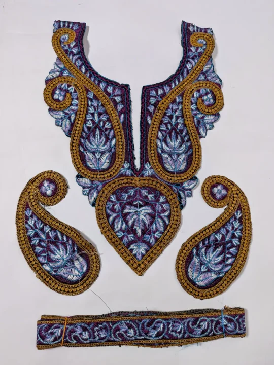 Nazakat Patch in Black with Sleeves and Lace | Tilla and Sozni Embroidery