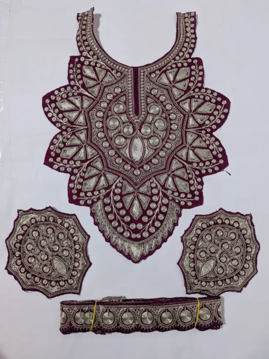 Purple Patch with Sleeves and Lace | Tilla Embroidery - Husn