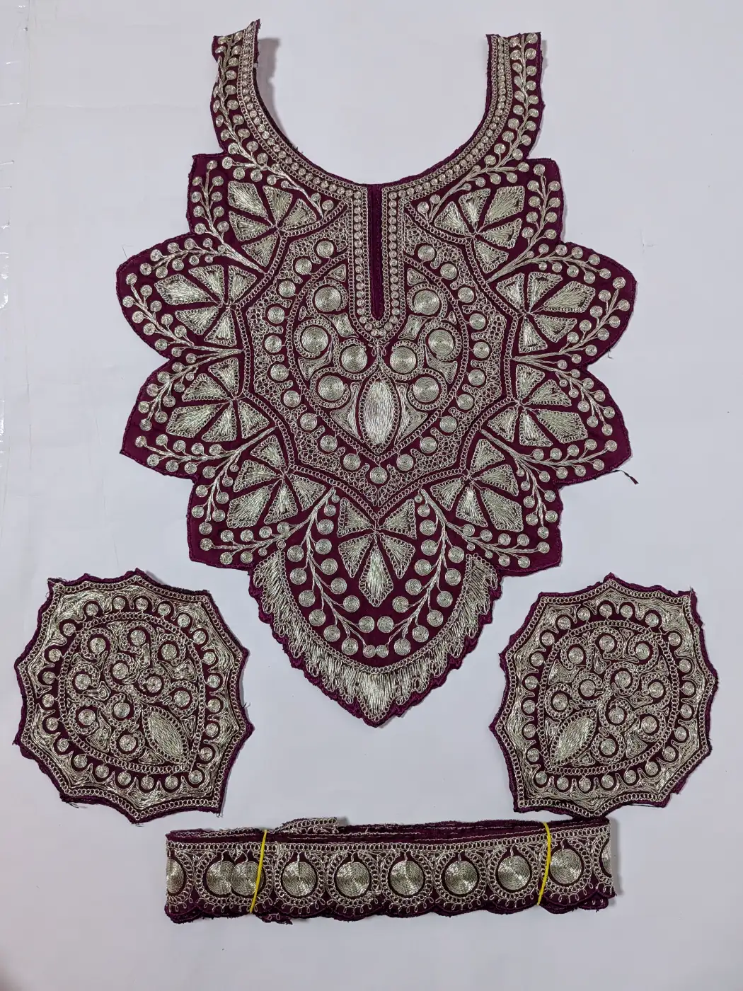 Purple Patch with Sleeves and Lace | Tilla Embroidery - Husn