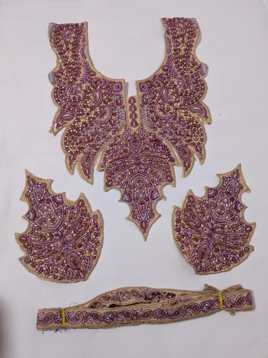 Cream Patch with Sleeves and Lace | Sozni Embroidery