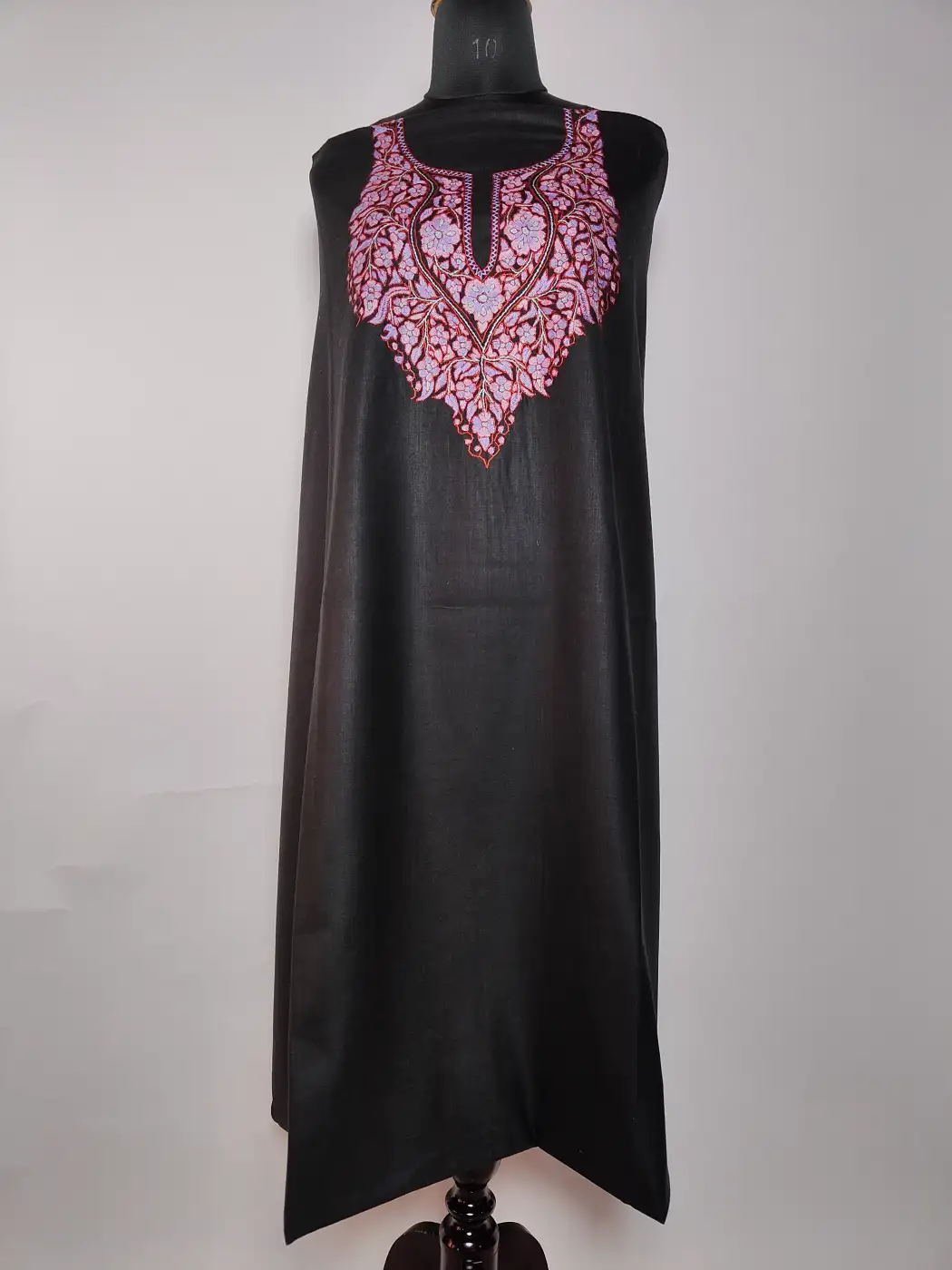 Mehr Black Kashmiri 2pc Summer Cool Cotton Suit Fabric with Hand Sozni Paper Machie Embroidery