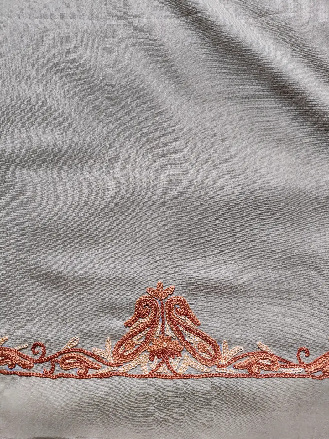 Ziyan Beige Kashmiri 2pc Suit Summer Cool Cotton with Hand Aari Embroidery - Image 4