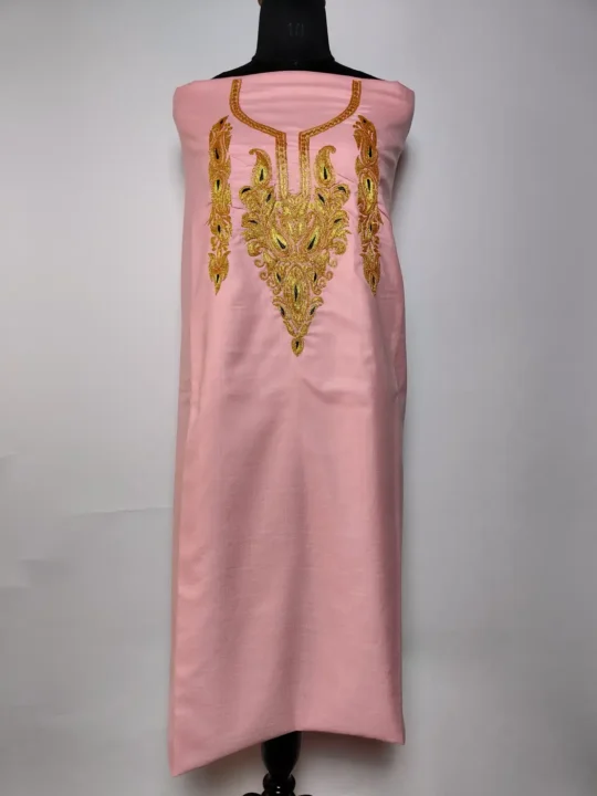 Pink Kashmiri 2pc Cotton Unstitched Suit Nighat with Botte Tilla Embroidery
