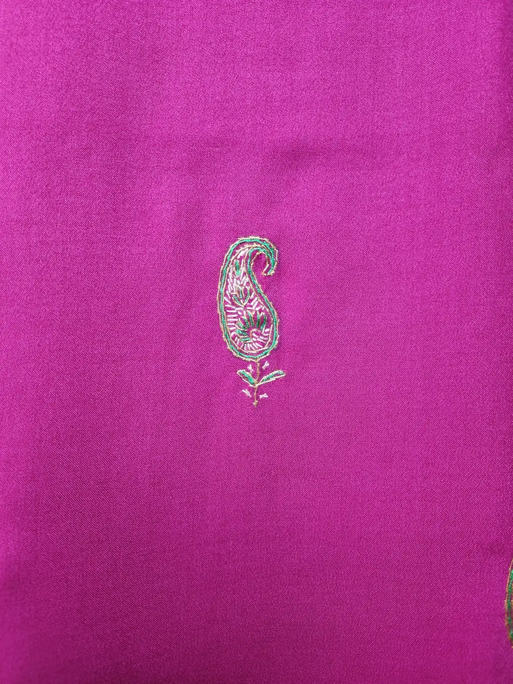 Magenta Kashmiri 2pc Summer Cool Cotton Insaf Salwar Kameez with Hand Sozni Embroidery - Image 2