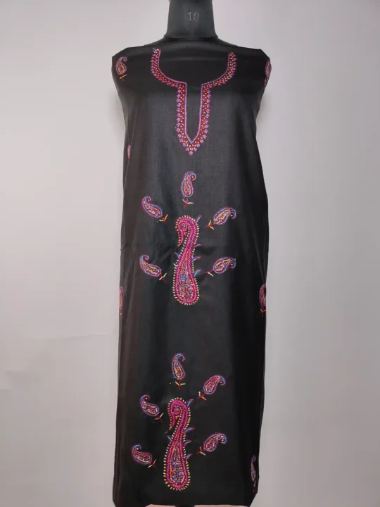 Hayat Kashmiri 2pc Summer Cool Cotton Black Salwar Kameez with Hand Sozni Work