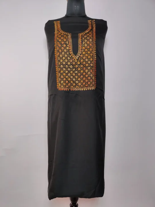 Zeenat Black Kashmiri 2pc Summer Cool Cotton Suit with Hand Sozni Work