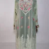 Naaz-e-Gul Sea Green Long Georgette Kurti with Aari Embroidery