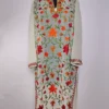 Haseen Long Georgette Kurti in Cream with Aari Embroidery