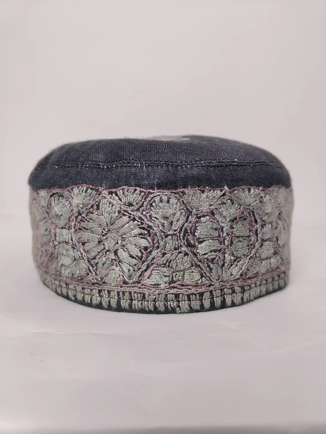 Sarbuland Black Cap with Hand Sozni Embroidery