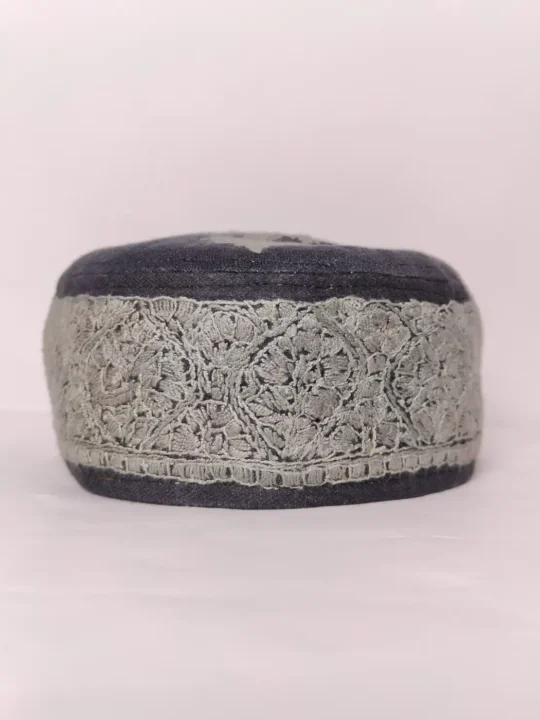 Stylish Black Cap with Hand Sozni Embroidery Kashif
