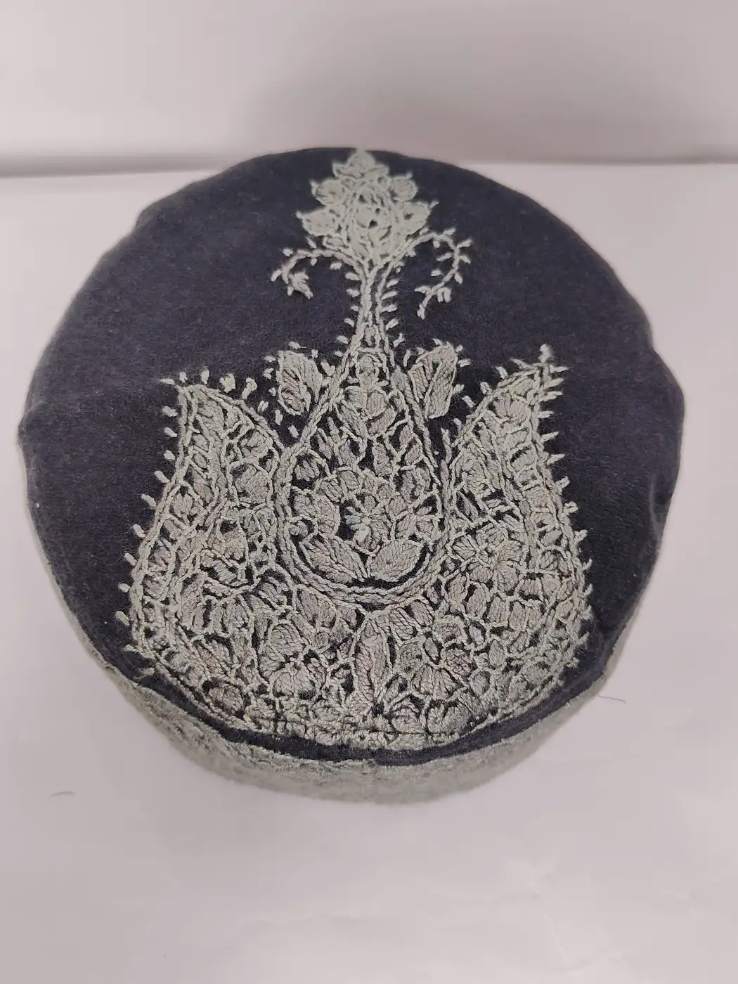 Stylish Black Cap with Kashmiri Hand Sozni Embroidery Kashif - Image 2