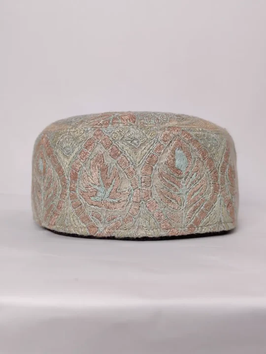 Handmade Beige Cap with Hand Sozni Embroidery Sarmad
