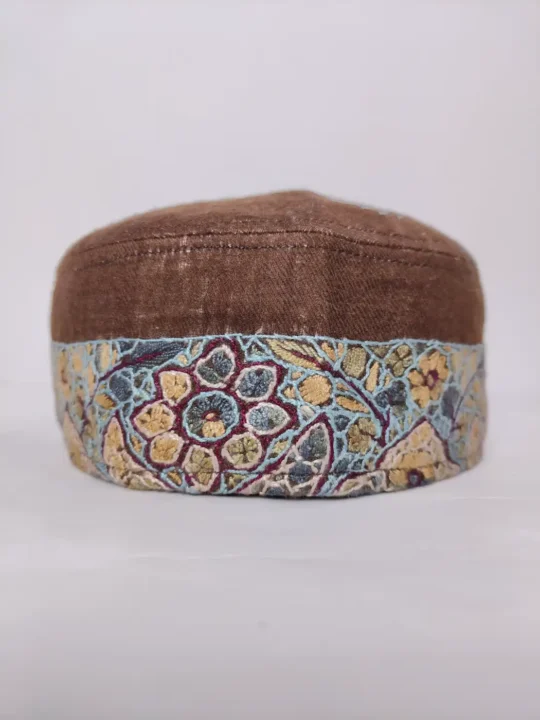 Dark Brown Classic Cap Hidayat with Hand Sozni Embroidery