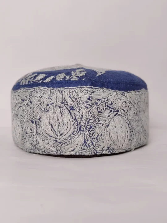 Ziad Stylish Royal Blue Cap with Hand Sozni Embroidery