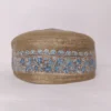 Beige Handmade Cap with Hand Sozni Embroidery Rasiq