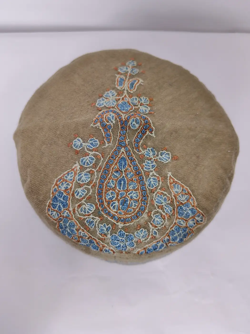 Beige Handmade Cap with Kashmiri Hand Sozni Embroidery Rasiq - Image 2