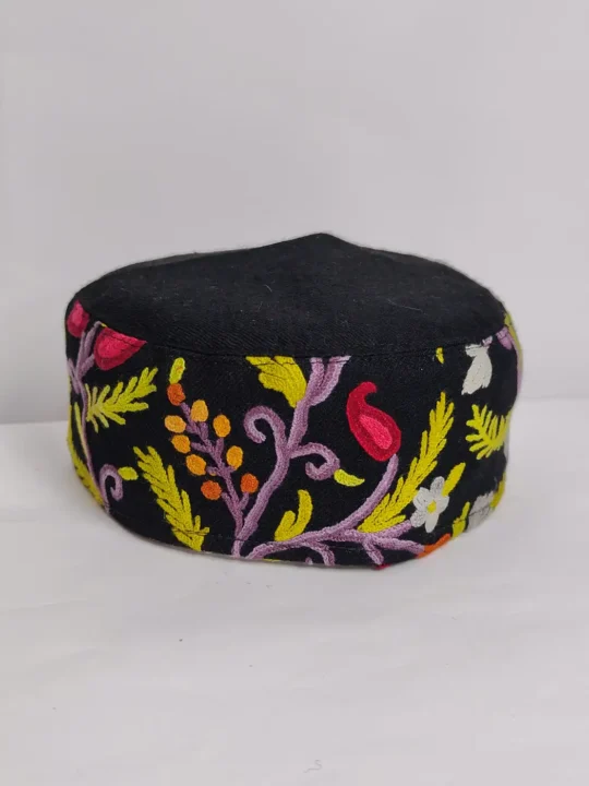 Sufyan-i-Kashmiri Unique Cap in Black With Hand Aari Embroidery