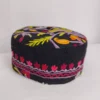 Round Kashmiri Nabeel Cap in Black With Hand Aari Embroidery
