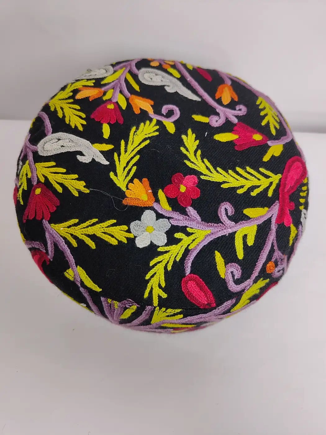 Hiras Black Kashmiri Handmade Cap With Hand Aari Embroidery - Image 2