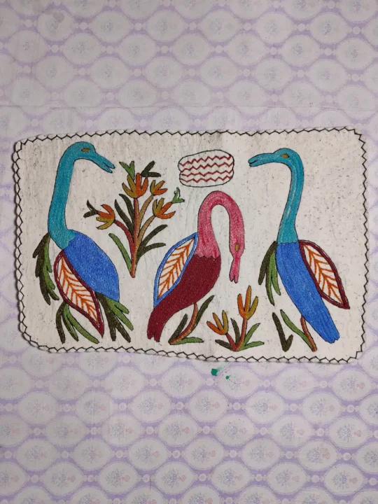 Hand Aari Work Pure Wool Namda in Rectangle Shape