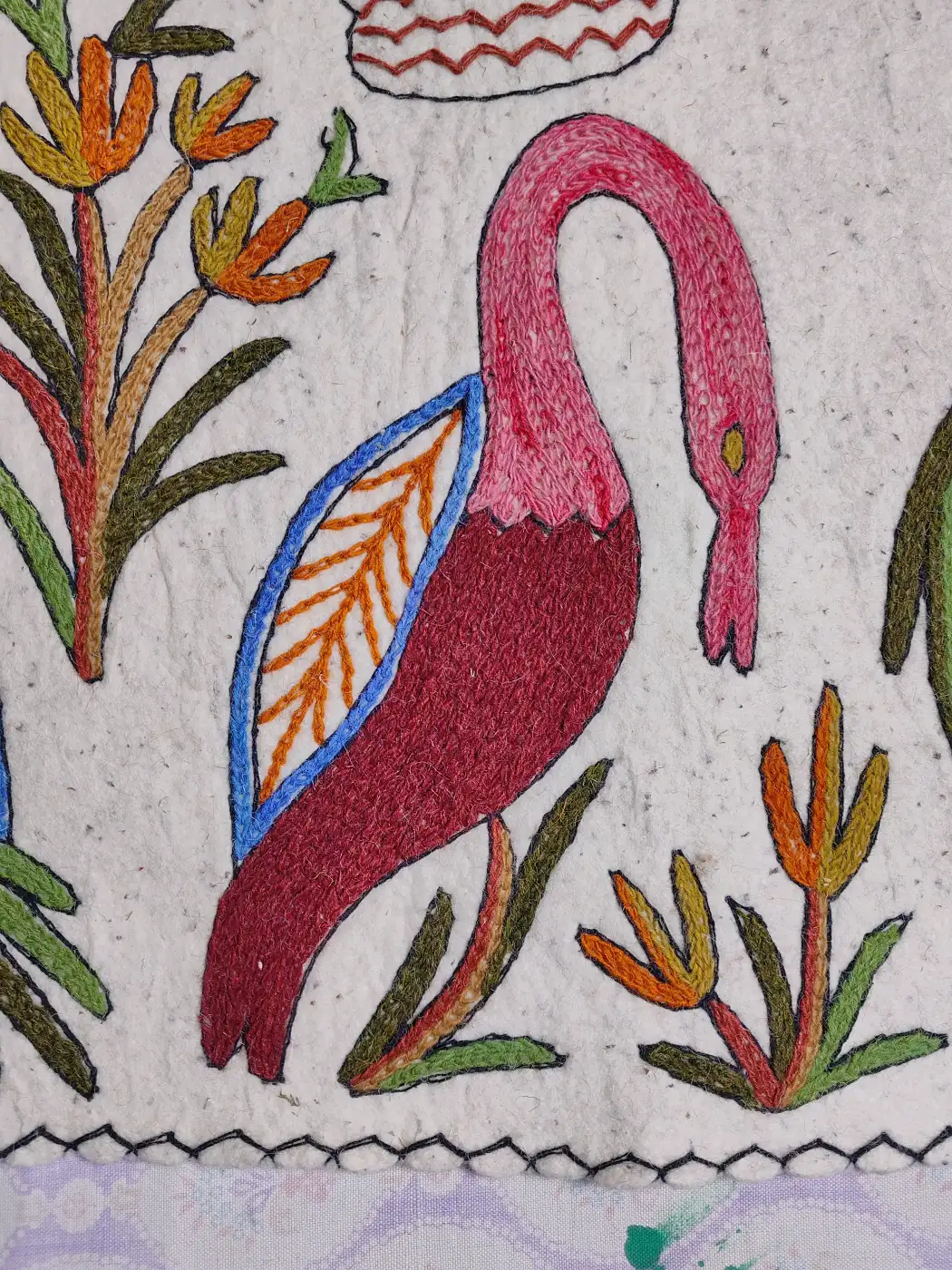 Hand Aari Work Pure Wool Namda in Rectangle Shape - Image 2