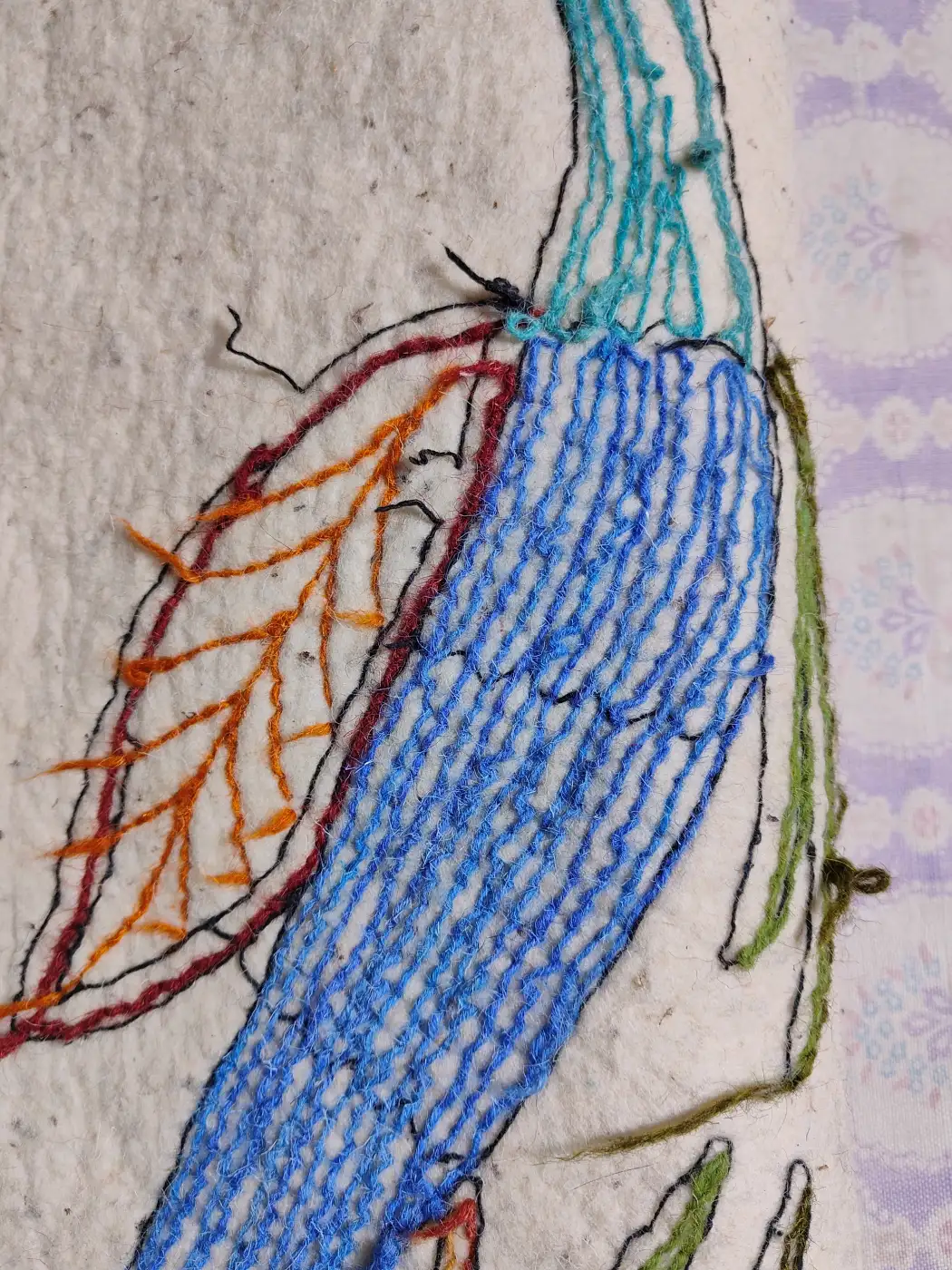 Hand Aari Work Pure Wool Namda in Rectangle Shape - Image 3