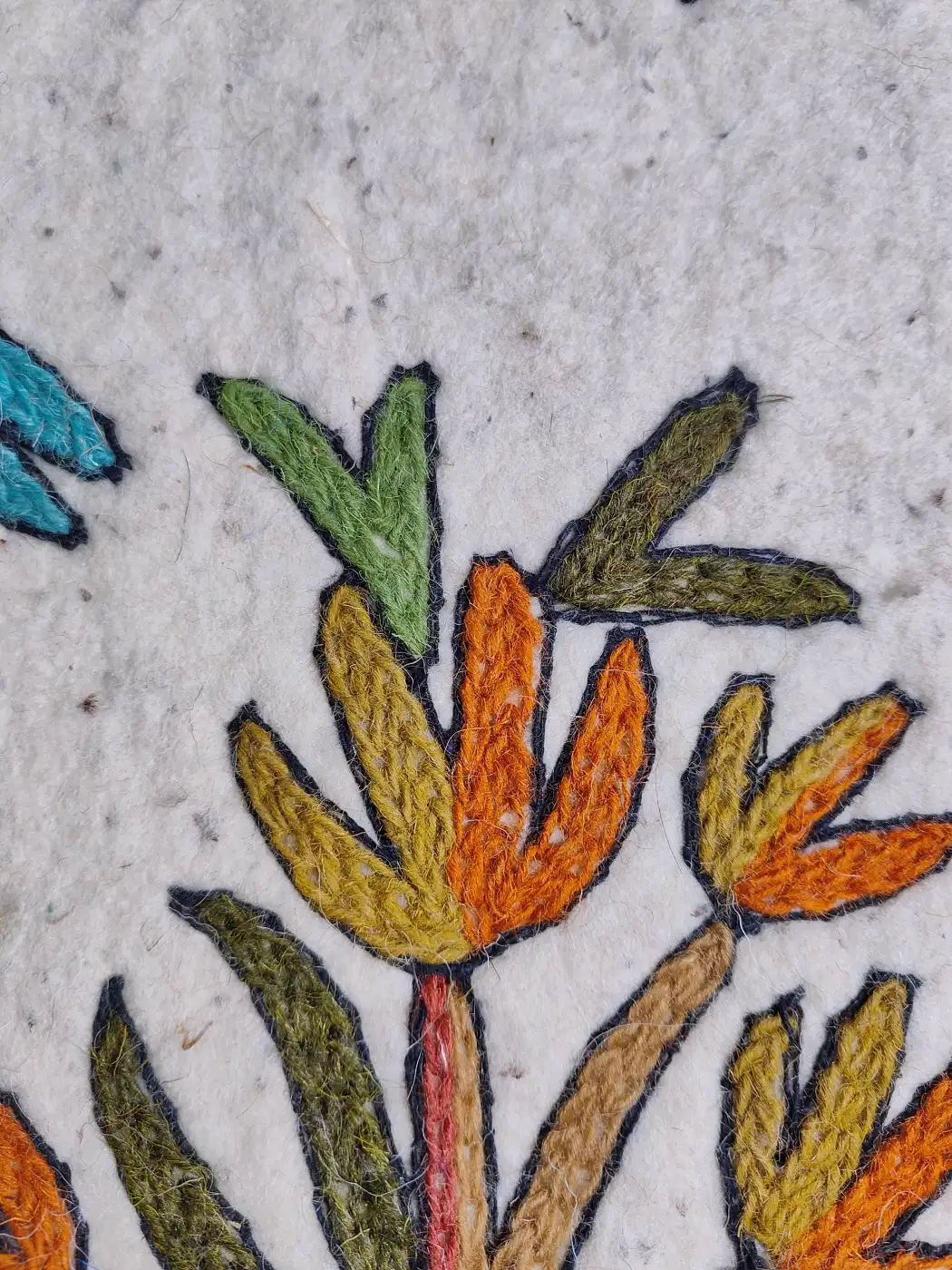 Hand Aari Work Pure Wool Namda in Rectangle Shape - Image 4