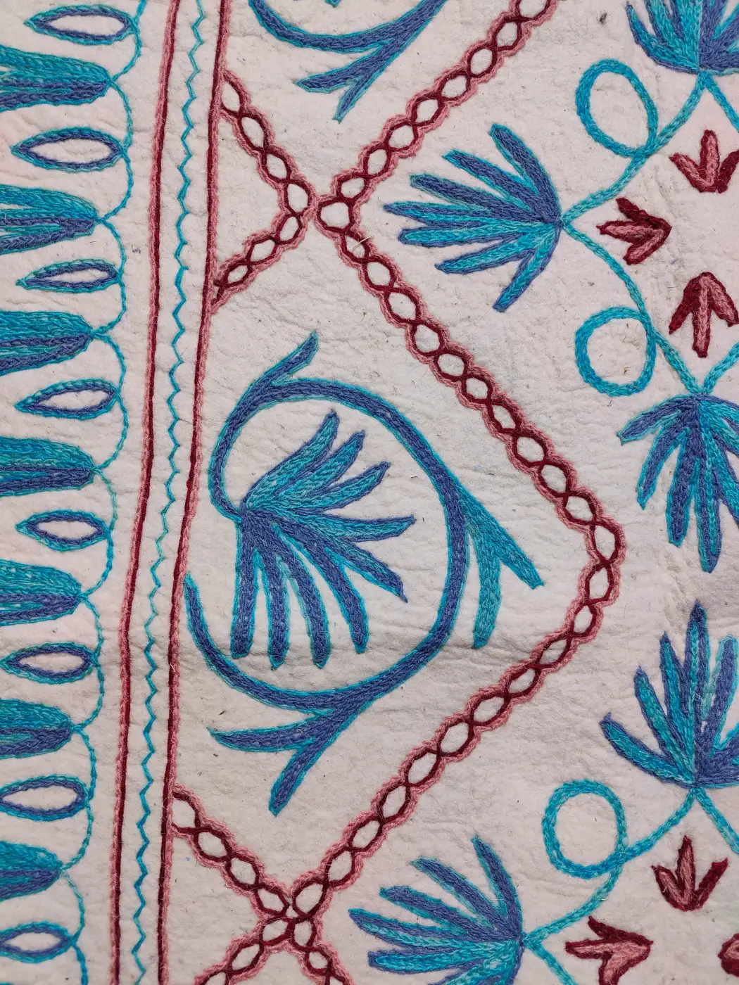 Pure Wool Namda in 6×4 ft - Hand Aari Embroidery with Blue - Image 4