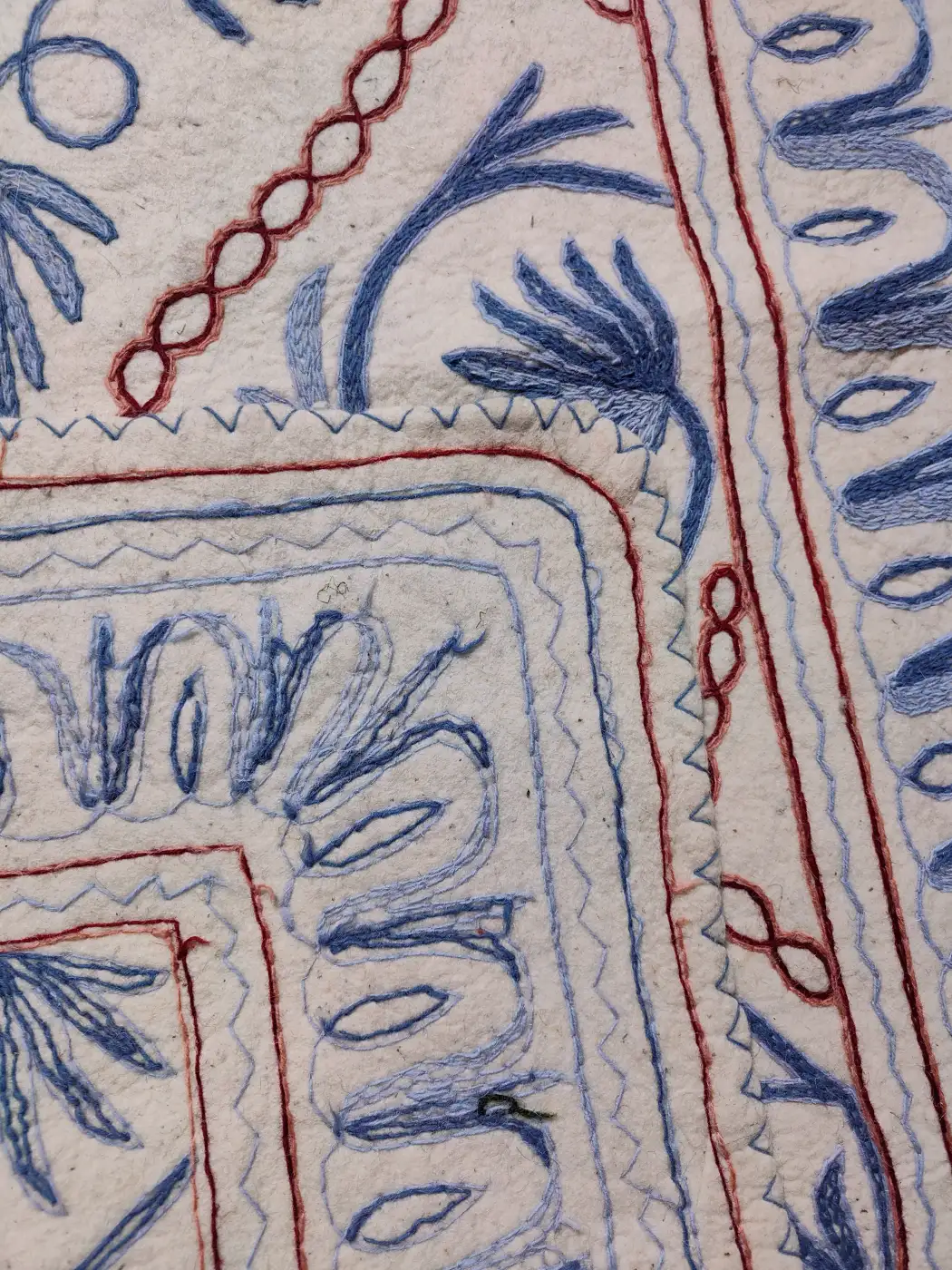 Kashmiri Rang-e-Safed Pure Wool Namda in 6×4 ft - Hand Aari Embroidery - Image 4