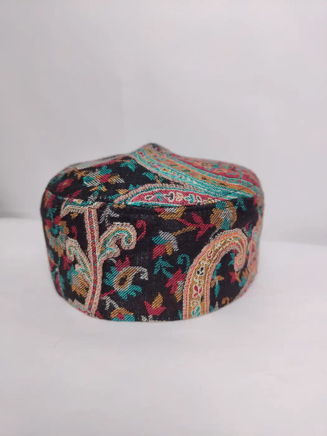 Round Mens Kashmiri Black Kani Cap - Arshadul Qadri