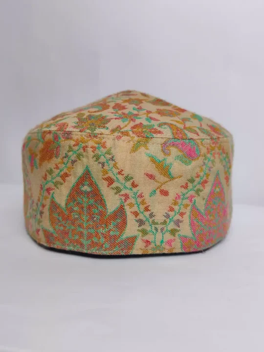 Kashmiri Abid Azad Foldable Kani Cap in Yellow