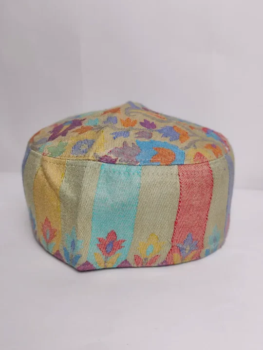 Beige Round Kashmiri Kani Cap