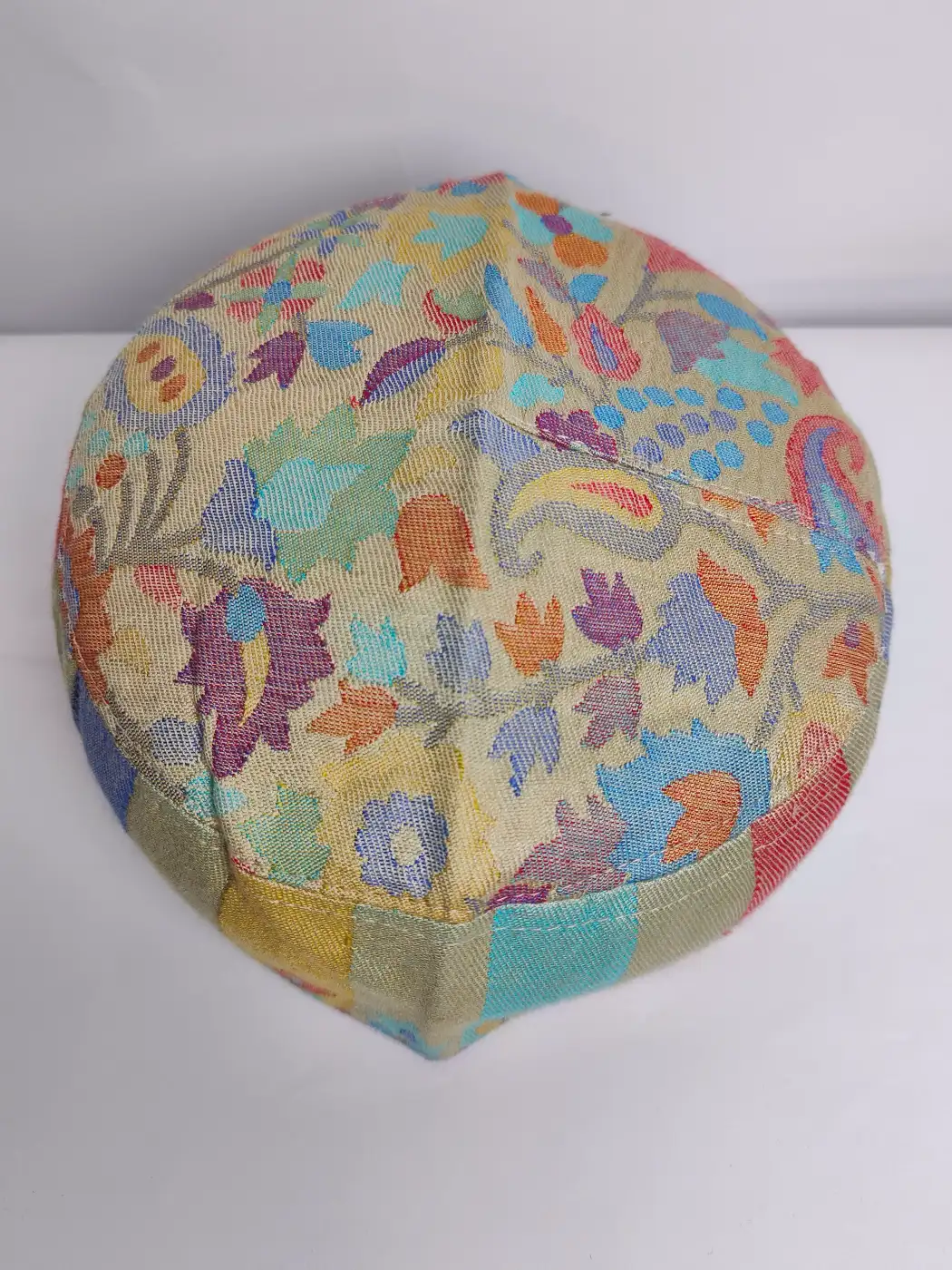 Beige Round Kashmiri Kani Cap - Image 2