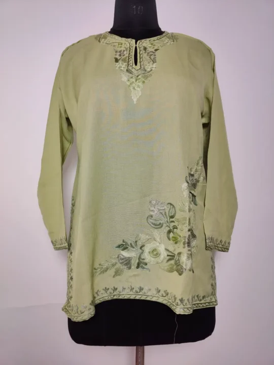 Short Mehrban Kashmiri Summer Cool Cotton Kurti | Aari Embroidery