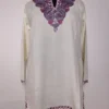 White Kashmiri Summer Cool Cotton Kurti with Aari Embroidery - Rukhsar