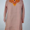 Nunchai Pink Kashmiri Short Summer Cool Cotton Kurti with Aari Embroidery