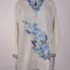 Kashmiri Short Cream Summer Cool Cotton Shehzadi Kurti with Aari Work