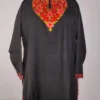 Black Kashmiri Short Falak Summer Cool Cotton Kurti with Aari Embroidery