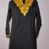 Dilafroz | Kashmiri Black Short Summer Cool Cotton Kurti with Aari Embroidery