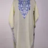 Long Kashmiri Cream Summer Cool Cotton Kurti Sadaf with Aari Embroidery