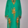 Teal Green Kashmiri Long Summer Cool Cotton Kurti with Anaya Aari Embroidery