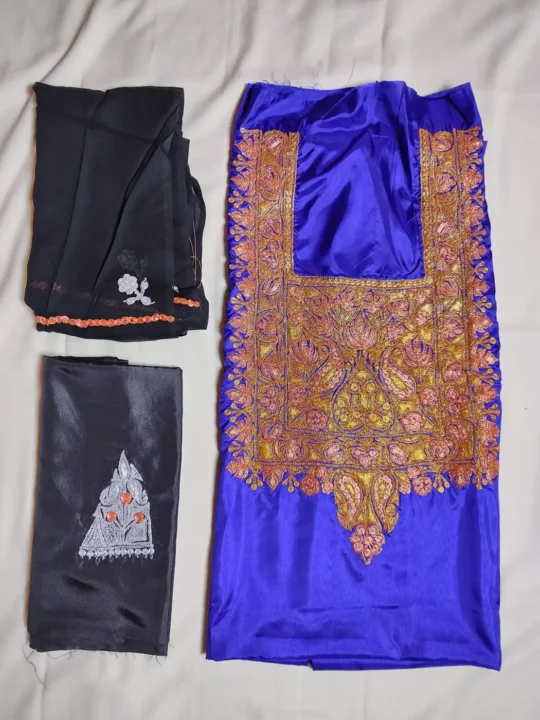 Dilshad Kashmiri 3pc Silk Unstitched Suit with Botte Tilla Embroidery