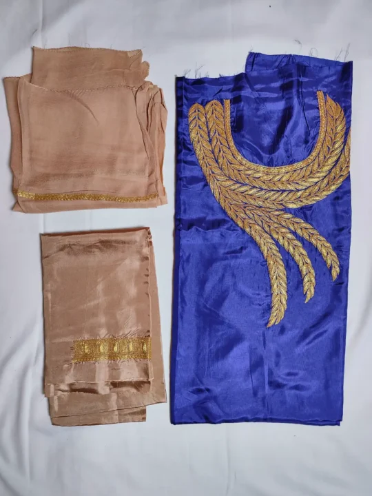 Shehzad Blue Kashmiri 3pc Silk Unstitched Suit with Botte Tilla Embroidery